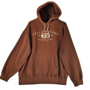 Prairie Mountain Yellowstone National Park 72 Hoodie Brown Mens Medium Souvenir